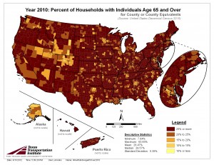 Percent of Households with 1 or More Individuals Age 65 and Over, 2010 Census
